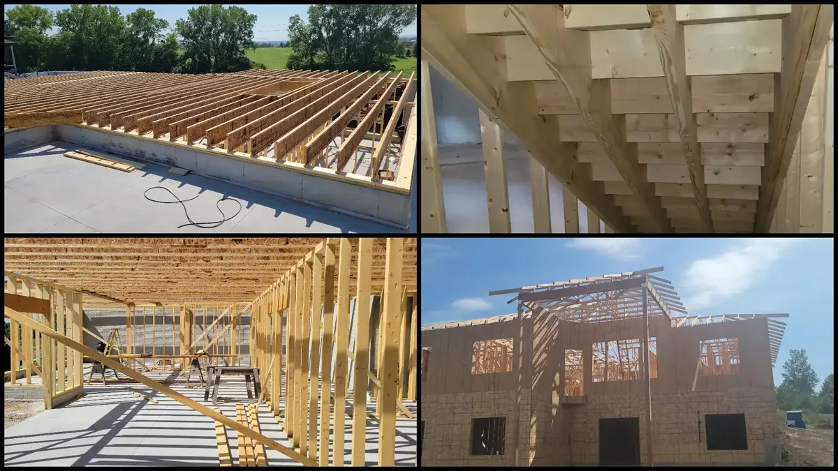 Wood framing during a deck build